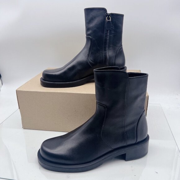 Stuart Weitzman 5050 Bold Zip Bootie Ankle Boots Black Leather US 7.5 Made SPAIN - Picture 3 of 12